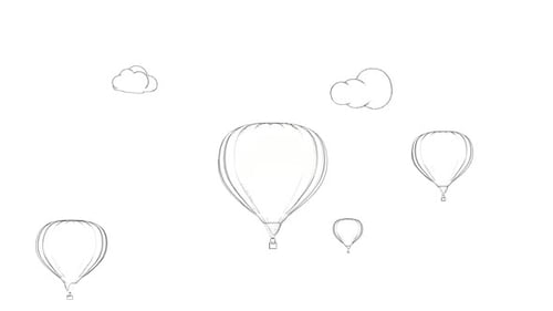 Pencil Drawing Hot Air Balloons