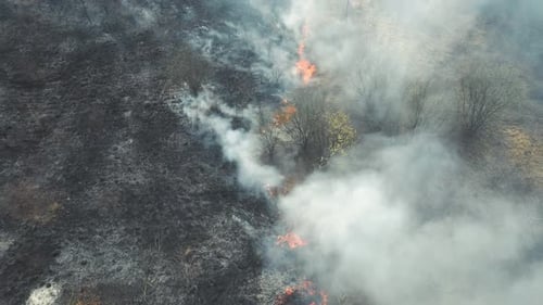 Wildfire Burns Across Rural Landscape