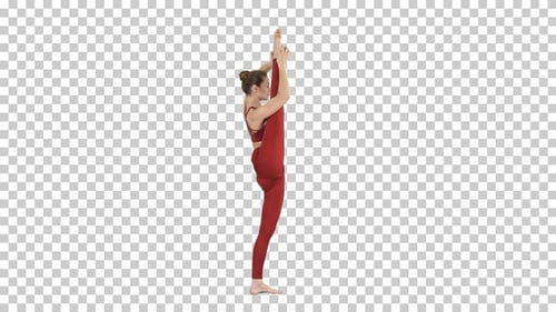 Jeune femme yogi pratiquant le concept de yoga Variation d'Utthita