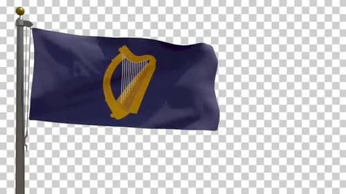 Realistic Waving Flag with Golden Harp Alpha Channel
