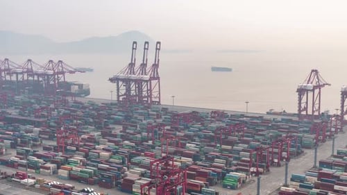 Timelapse of container terminal in Shanghai china