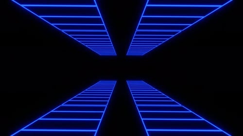 Retro Colorful Led Neon Squares Grid Tunnel on Dark Background Seamless Animation