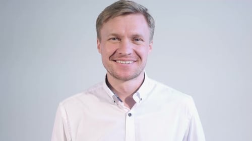 Talking Man Doing Video Chat White Background