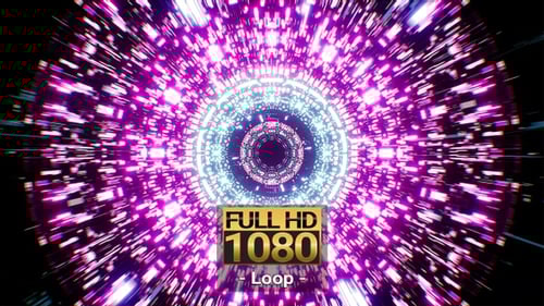 Neon Mechanical Space Tunnel