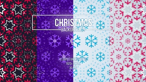 Seamless Looping Christmas Backgrounds with Animated Snowflakes and Stars