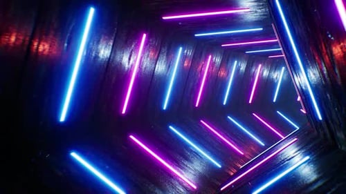 4K Pentagon VJ Neon Tunnel