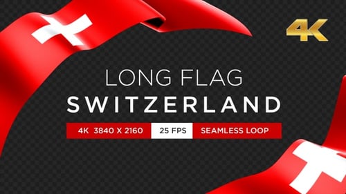 Animated Swiss Flag Waving Element with Alpha Channel Collection
