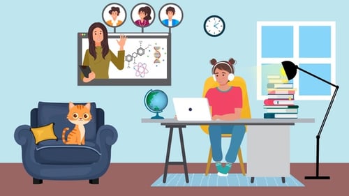 Flat Design Online Education Video Call with Scientific Class