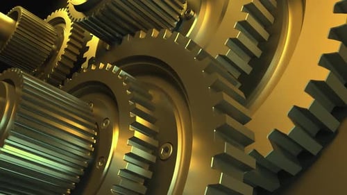 Golden Gears Rotating Mechanism Background