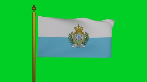 San Marino National Flag Waving Animation on Green Screen