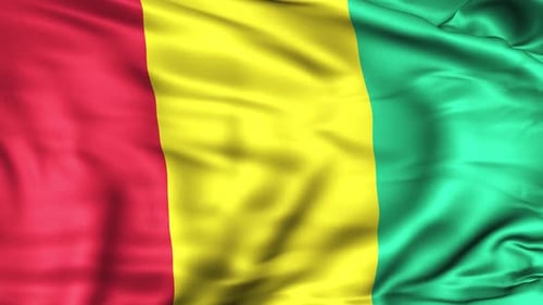 Guinea National Flag Waving in Realistic Fabric Motion