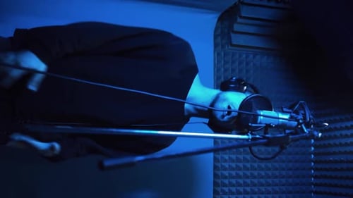 Male Rap Singer Sings Hip Hop in Microphone