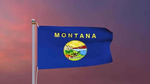 Animated Montana State Flag Waving Loop