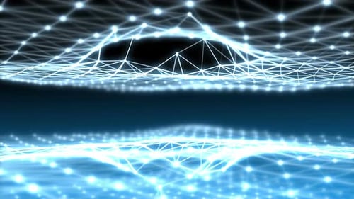 Plexus lines and dots blue double field being deformed by a sphere