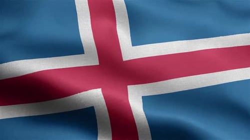 Realistic Waving Iceland National Flag Loop