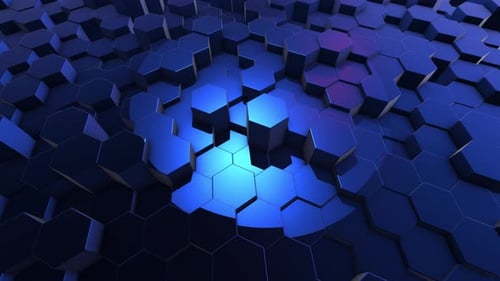 Animated Blue Hexagon Field Abstract Technology Background