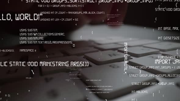 Typing on Keyboard with Computer Code Overlay, Technology Stock Footage ...