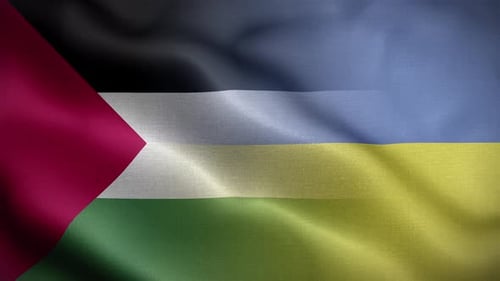 Seamless Loop Waving Flag with Red Triangle and Horizontal Stripes