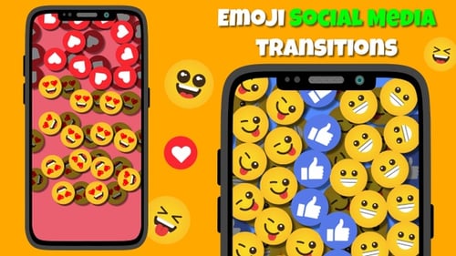 Animated Emoji and Social Media Icon Flat Design Transitions