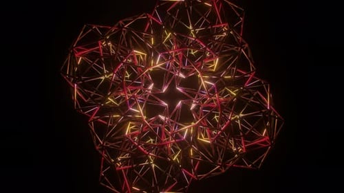 Abstract Yellow Red Kaleidoscope Patterns Animation Geometric Colorful Background