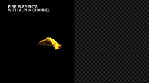 Animated Realistic Fire Stream Elements with Alpha Channel