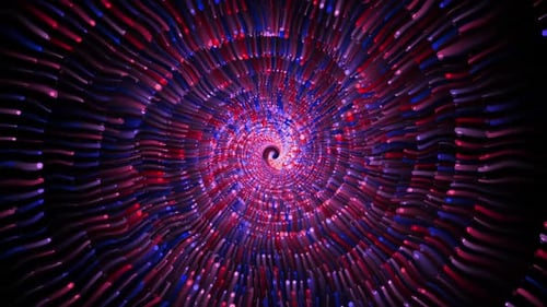 Abstract Swirl of Red and Blue Glowing Particles Loop