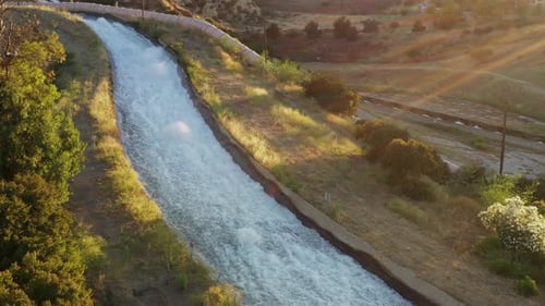 Aerial shot of some of the aqueducts that helps supply water to Los Angeles.