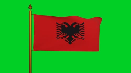 Albania National Flag Waving Animation on Green Screen