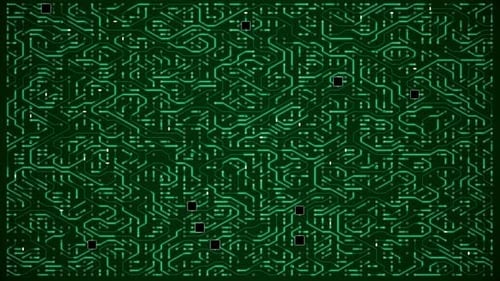 Boucle de carte mère d'animation de circuit vert dense