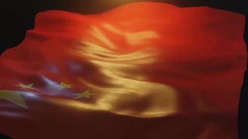 Animated China Flag Waving in Realistic 3D Render