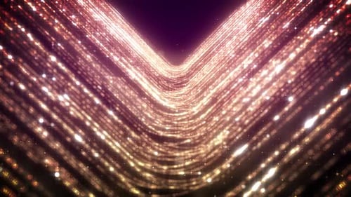 Sparkling Golden Particles Flowing V-Shape Background Animation