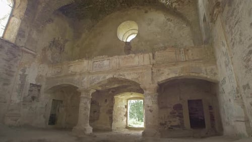 Balcony inside a ruined church