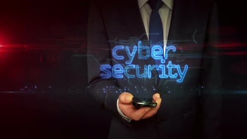 Cybersicherheit aus der Hand eines Geschäftsmannes