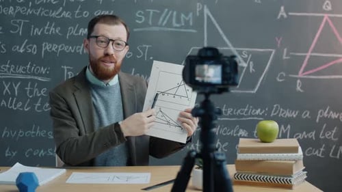 Teacher Explains Math Lessons On Camera