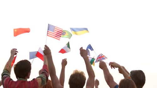 People Waving Different Flags Outdoors