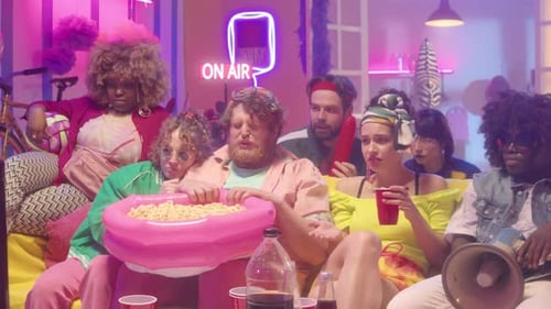 Friends Watching Something Shocking Together at Home