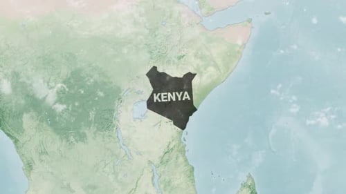 Earth Zoom into Kenya Map with Country Highlight