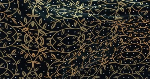 Gold Floral Pattern Silk Cloth Waving Loop 4 K