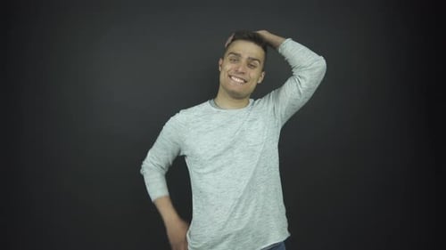Happy Man Smiling and Laughing in Studio