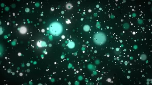 Animation of glowing green spots of light moving in hypnotic motion on green background