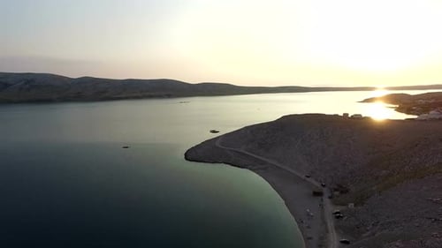 Peaceful dusk on Pag island, famous holiday destination in Croatia
