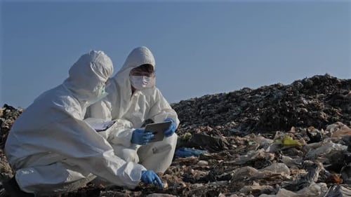 Scientists Examine Trash in Hazmat Suits