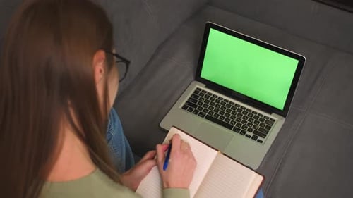 Green screen chromakey laptop computer concept