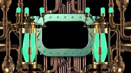 Steampunk Industrial Hatch Reveal with Pulsing Liquid
