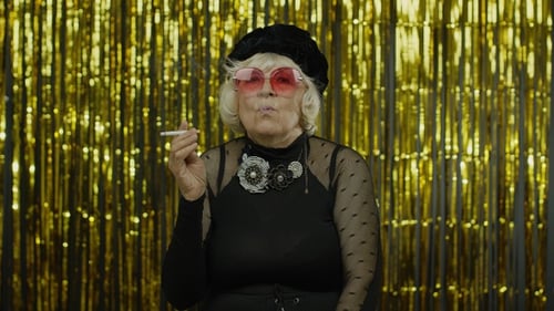 granny posing Elderly Style Mature Granny in Fashion Black Clothes in Sunglasses Posing, Smoke Cigarette, People Stock Footage ft. adult & aged - Envato