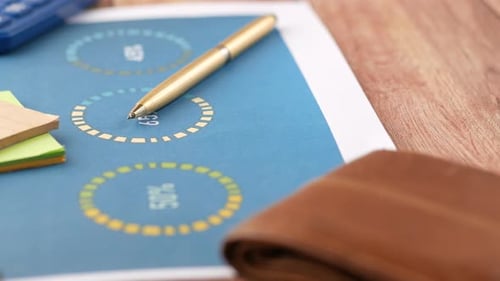 Financial Graph Calculator and Notepad on Table
