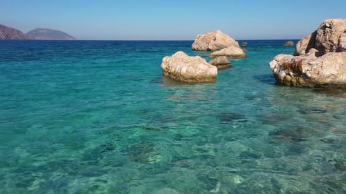 Rocky Shore and Sea with Crystal Clear Blue Water