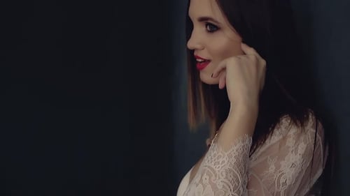 Beautiful Woman in Lace Shirt Posing