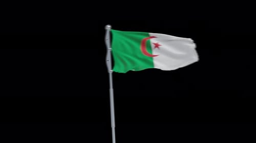 Realistic Waving Algerian Flag Element