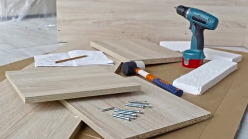 Disassembled Furniture and Tools
